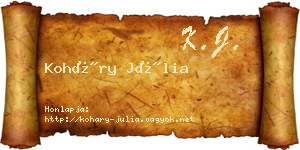 Koháry Júlia névjegykártya